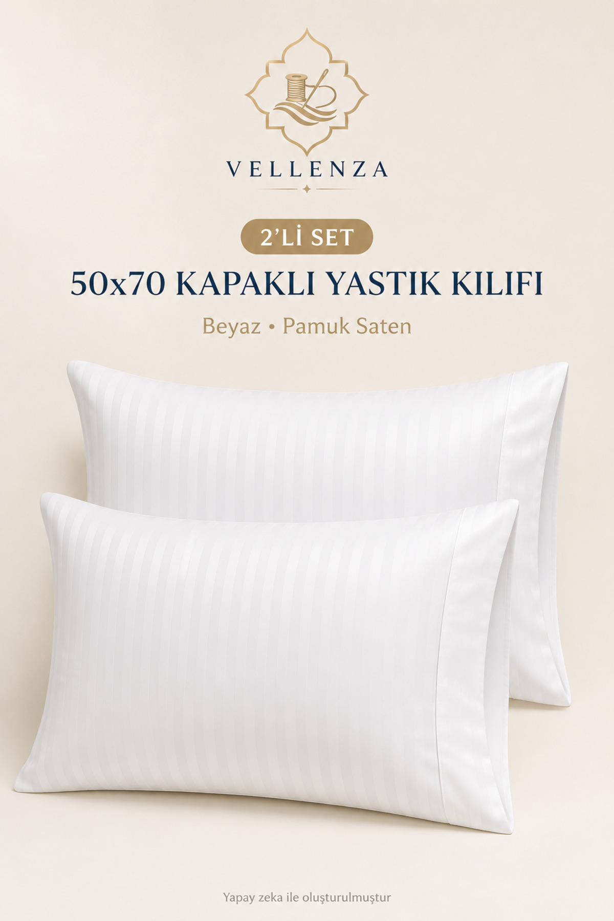 2'li Pamuk Saten Yastık Kılıfı 50x70 cm - Görsel 6