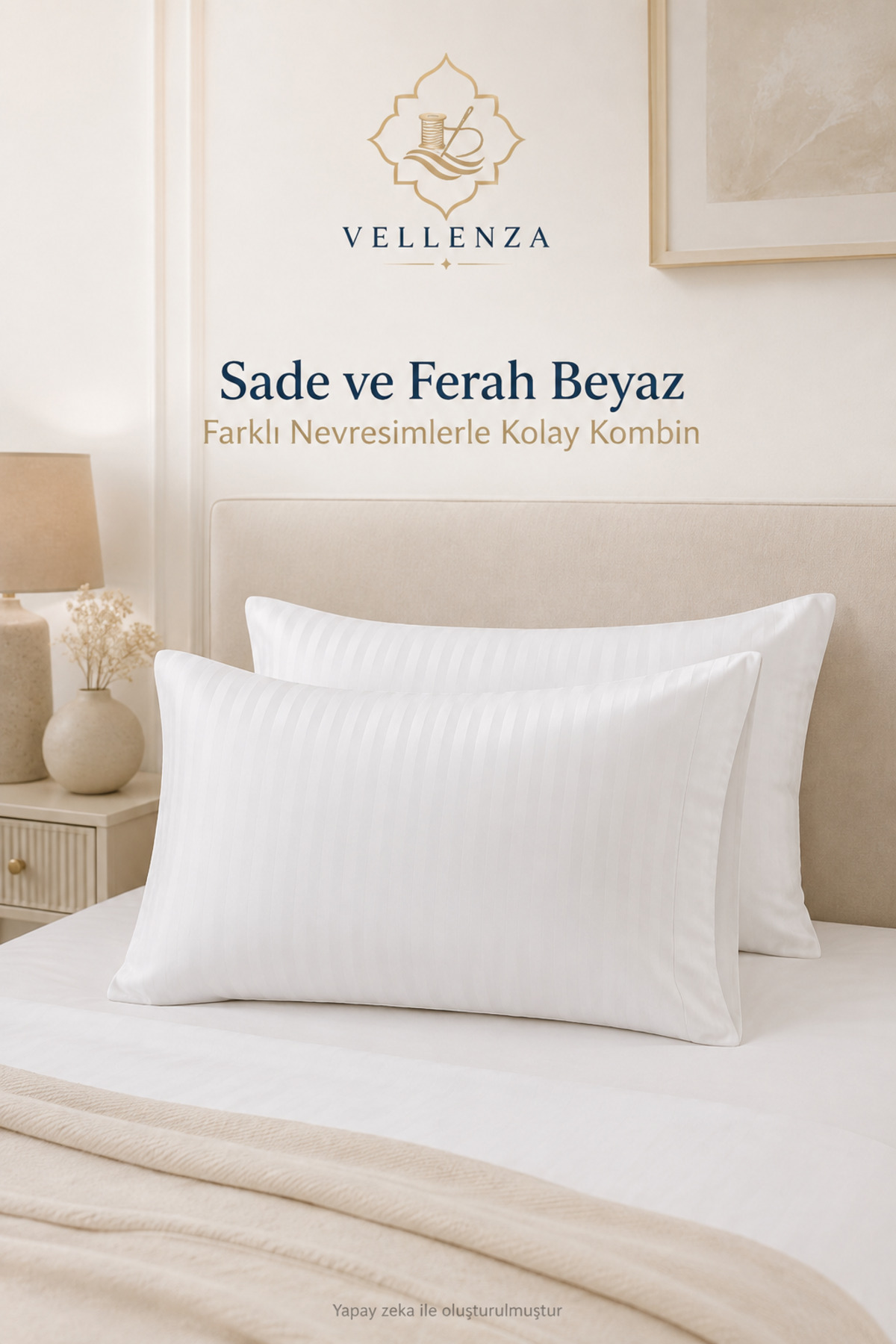 2'li Pamuk Saten Yastık Kılıfı 50x70 cm - Görsel 7