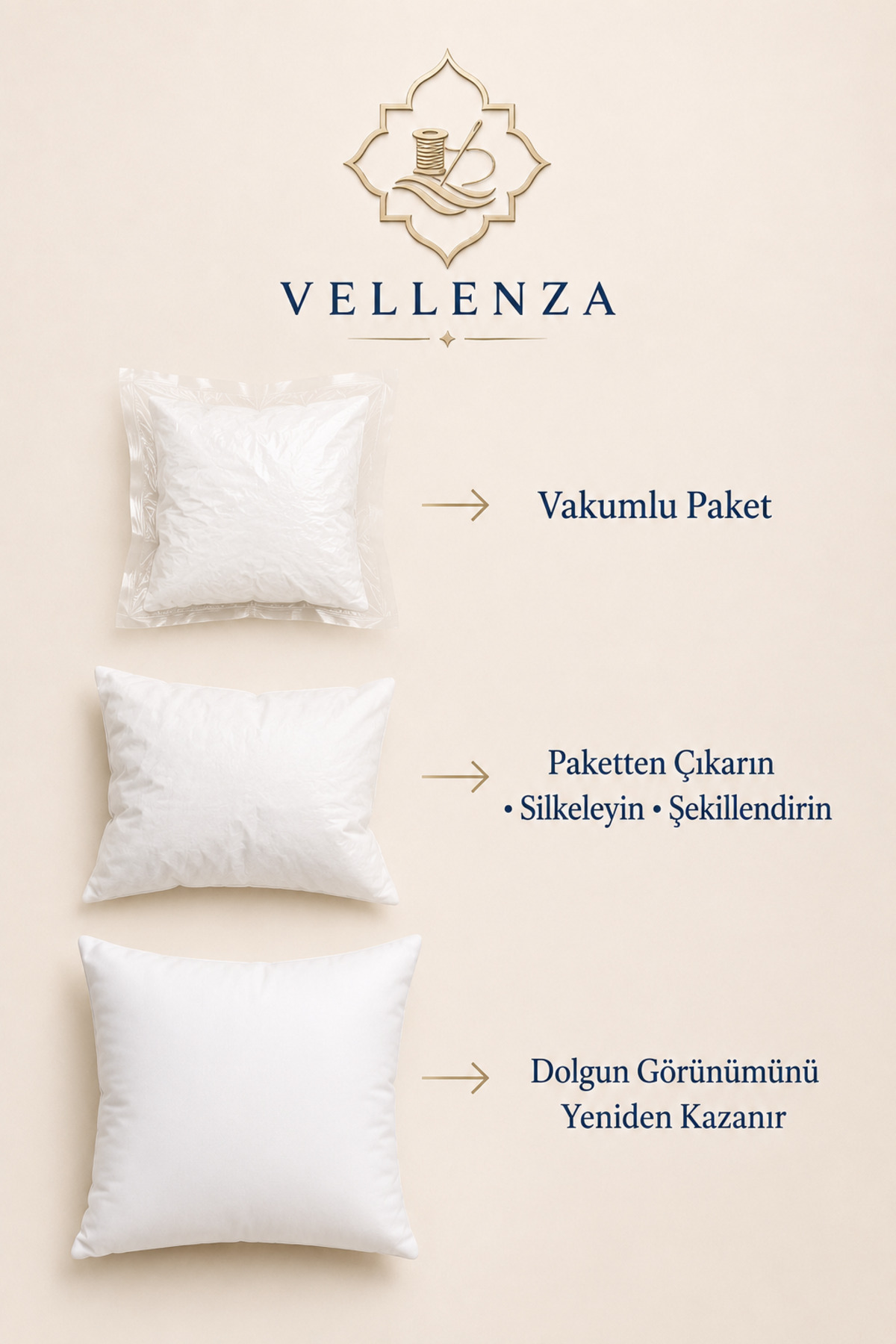 Kare Kırlent İçi Dolgu Yastık — Silikon Elyaf - Görsel 4