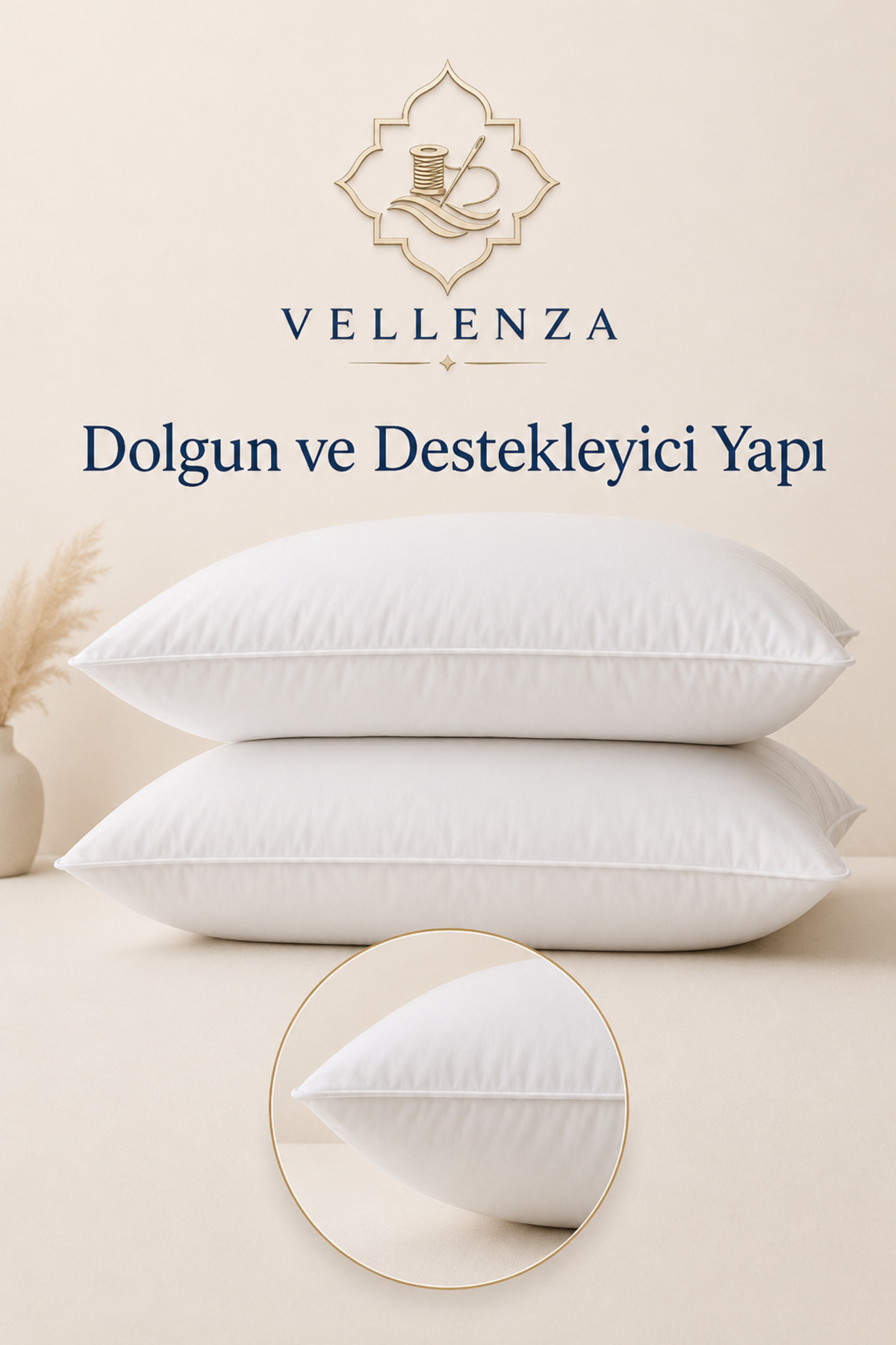 Silikon Elyaf Dolgulu Yastık 50x70 cm — Mikro Kumaş - Görsel 4