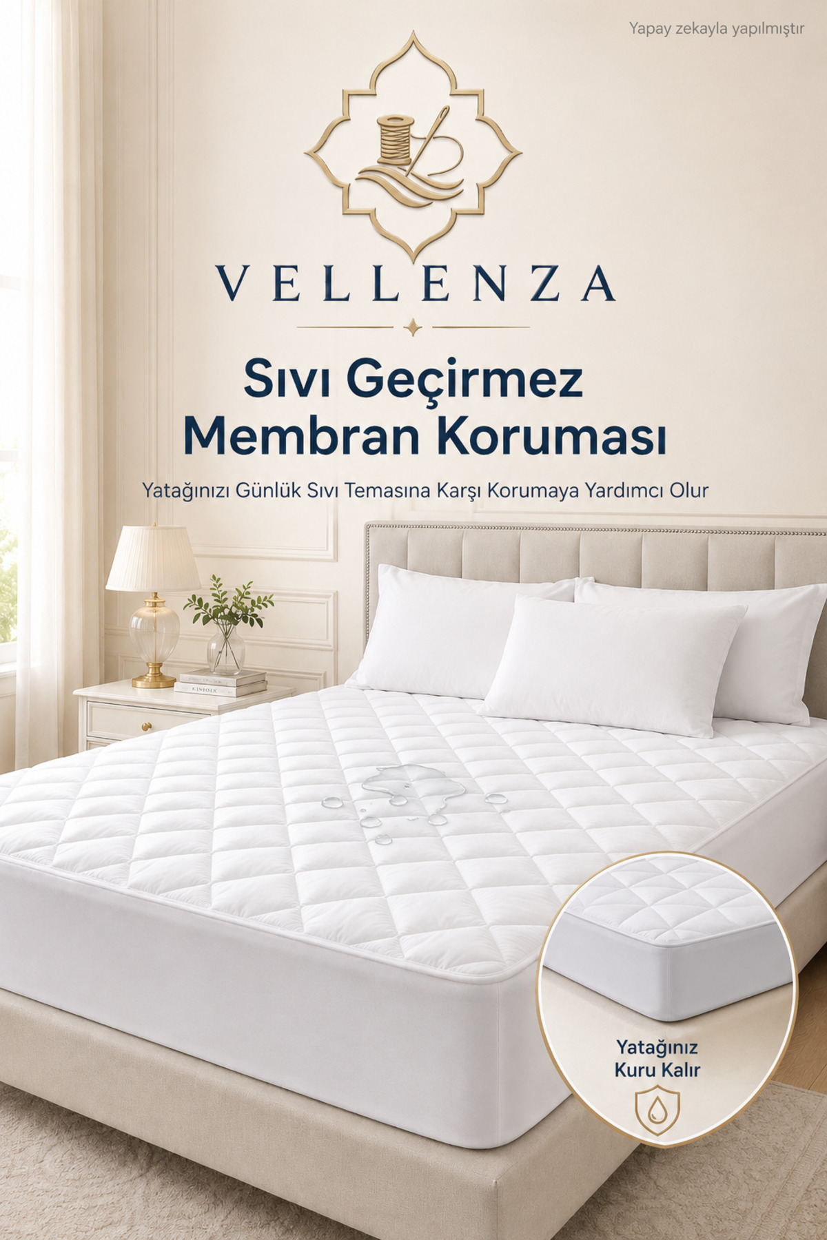 Sıvı Geçirmez Yatak Alezi — Kapitoneli, Tam Lastikli - Görsel 2